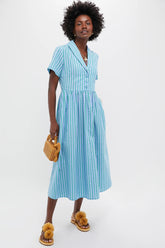 Delphinium Seersucker Shawl Collar Adelaide Dress